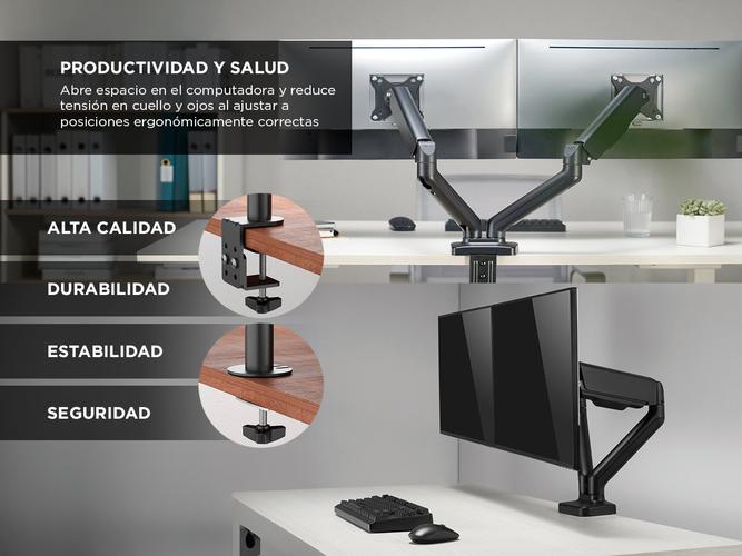 Brazo De Monitor Dual Gadnic Soporte Con Resorte Mecánico  - 3