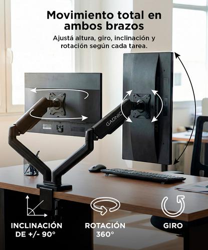 Brazo De Monitor Dual Gadnic Soporte Con Resorte Mecánico  - 2