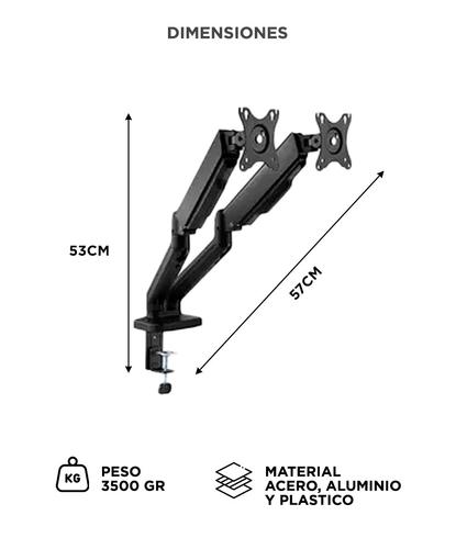 Brazo De Monitor Dual Gadnic Soporte Con Resorte Mecánico  - 4