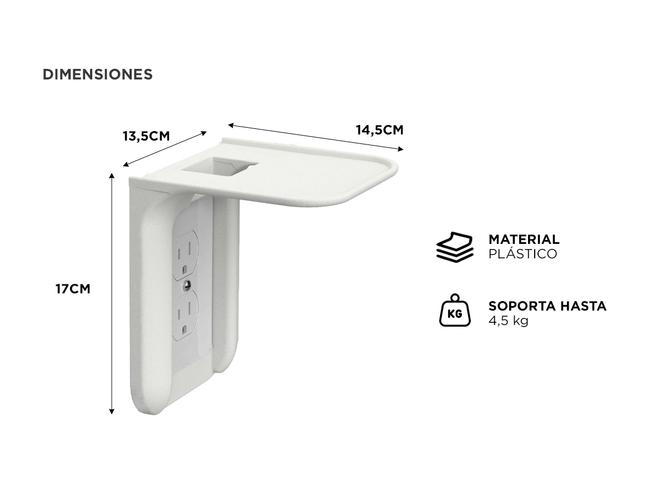 Soporte para Enchufe Tomacorriente Gadnic de Pared - 3