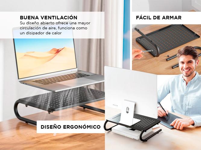 Soporte Elevador para notebook  Monitor Gadnic con Ventilación y Organizador  - 2