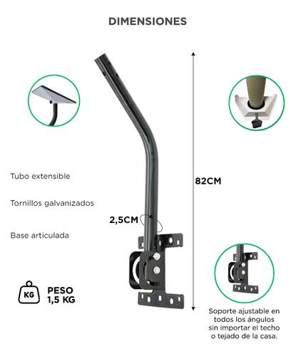 Soporte para Antena Starlink Mini Exterior Tubo Extensible 82cm Caño 25mm Curvado - 5