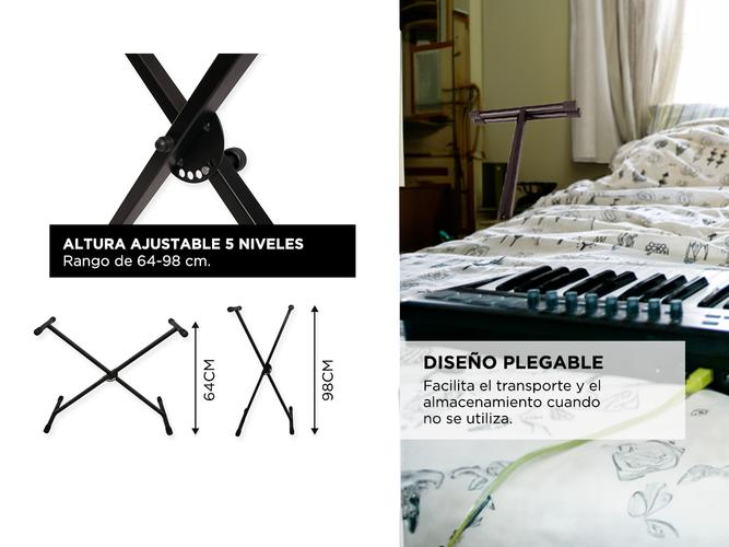 Soporte Tipo Tijera Simple Para Piano Teclado Carlsbro DF002 Negro - 4