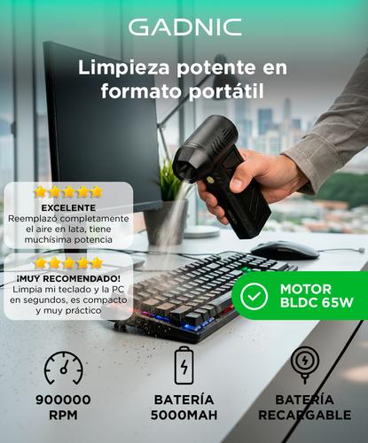 Soplador de Aire Comprimido Gadnic 900.000 RPM 65W Inalámbrico Batería Recargable 5000 mAh  - 1