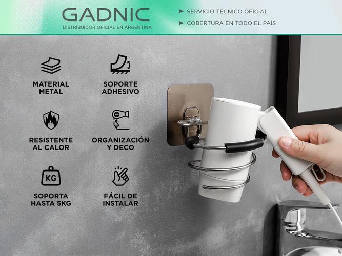 Soporte para Secador de Pelo Gadnic Adhesivo Acero Inoxidable - 1