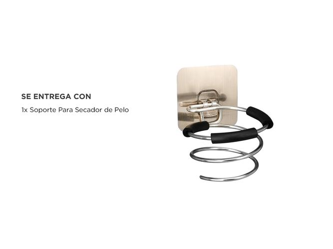 Soporte para Secador de Pelo Gadnic Adhesivo Acero Inoxidable - 4