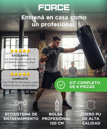 Saco de Boxeo Profesional Force by Gadnic 120cm Kit Completo con Guantes Cuero PU  - 1
