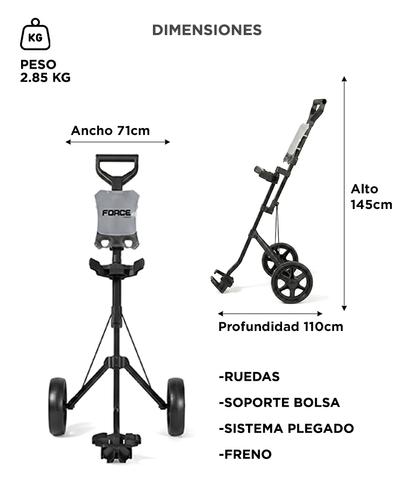 Carrito De Golf Force By Gadnic Plegable 2 Ruedas Liviano Con Freno Y Porta Accesorios - 5