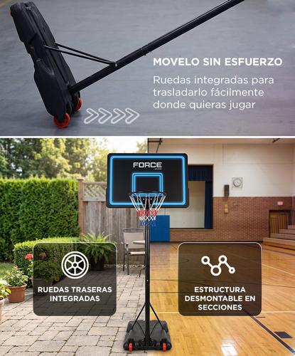 Aro De Basquet Regulable Force By Gadnic Portatil 2m Base Rellenable Tablero PE Estructura Acero Aro 40cm  - 4