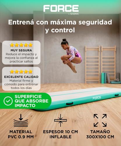 Colchoneta Para Gimnasia Inflable FORCE By Gadnic 3m Con Bomba Eléctrica - 1