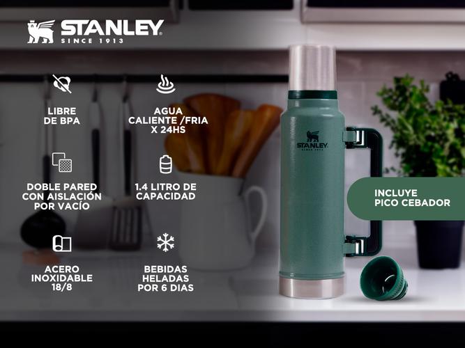 Termo Stanley Clasico 1.4 Lts Con Manija y Tapon Cebador - 1