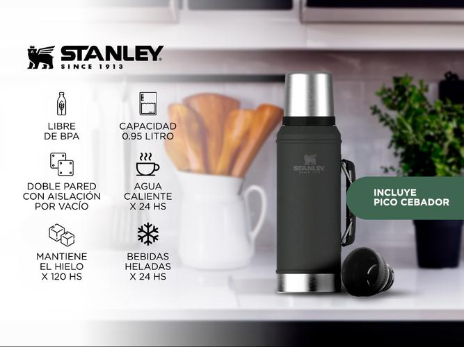 Termo Stanley Mate System Classic 950ml Negro Tapon Cebador Original - 1