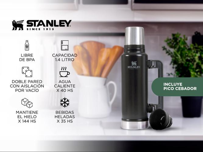 Termo Stanley Mate System Classic 1.4l Negro Tapon Cebador Original - 1