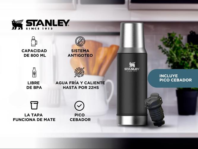 Termo Stanley Mate System Classic 800 ML Negro Tapón Cebador Original - 1