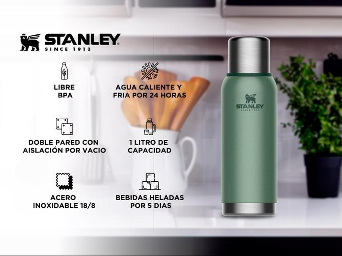 Termo Stanley Adventure Verde 1 LT con Tapón Cebador Original - 1