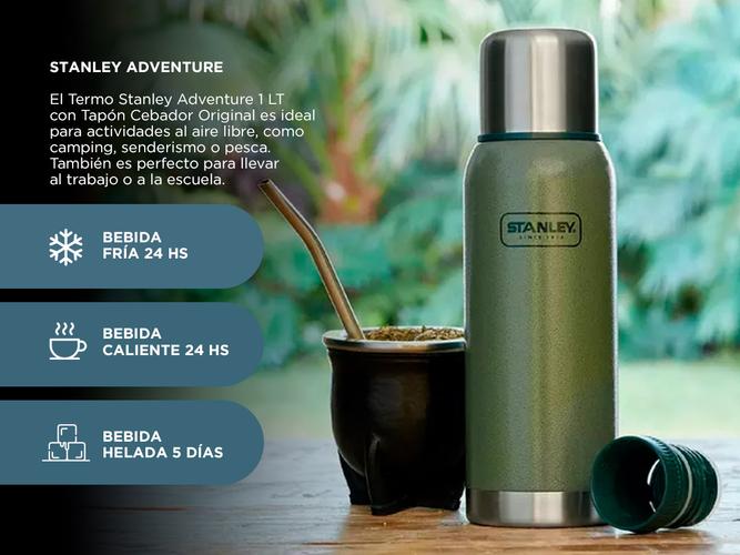 Termo Stanley Adventure Verde 1 LT con Tapón Cebador Original - 2