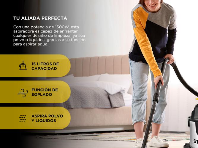 Aspiradora Stanley 1300 Watts 15Lts Polvo y Líquido Acero Inoxidable - 2