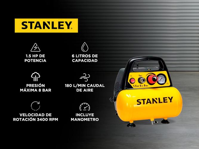 Compresor de Aire Eléctrico Stanley C6BB304STC071 6L 1.5hp 220V - 1