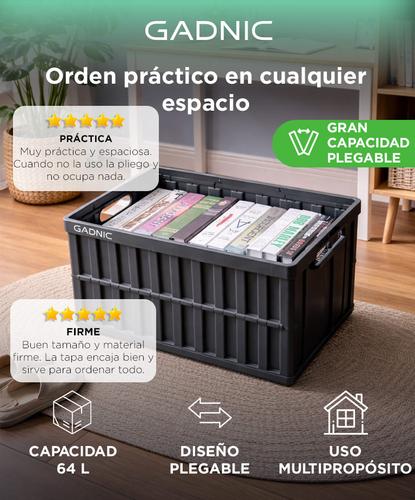Caja de Almacenamiento Gadnic Plegable 64 Litros con Tapa  - 1