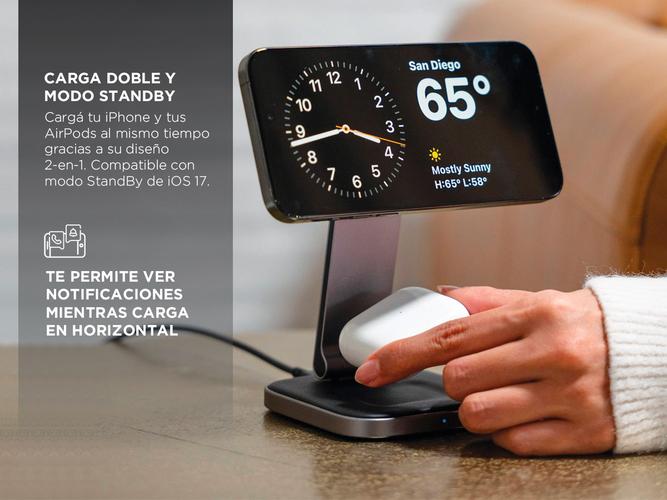 Cargador Satechi 2 en 1 wireless Qi2 Soporte de carga inalámbrica - 2