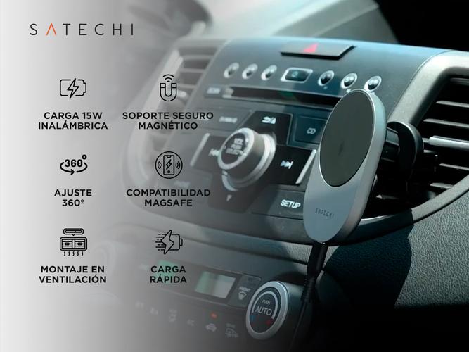 Cargador Inalámbrico Satechi Qi2 Para Auto Soporte Magnético De Teléfono - 1