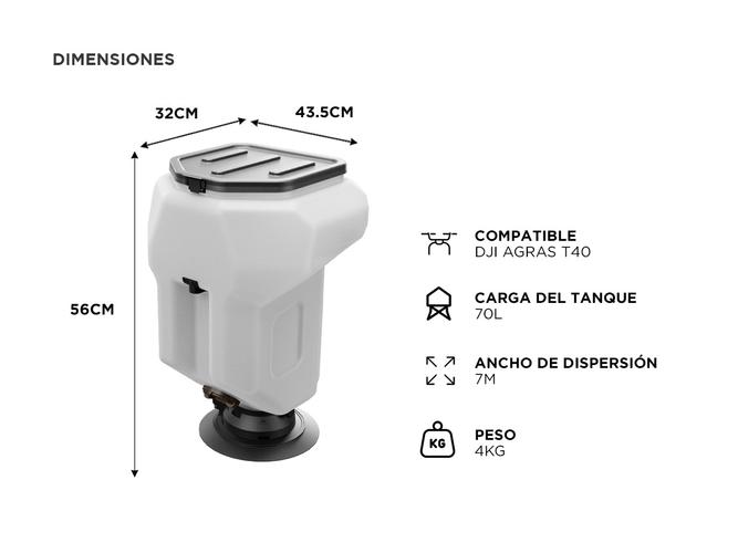  Tanque Esparcidor de Sólidos DJI Agras T40 Pulverizador de Drones  - 4