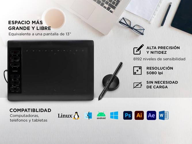 Tableta Gráfica Gadnic TBG123 10 x 6 Con 8192 Niveles De Presión Y 22 Accesos Directos - 2