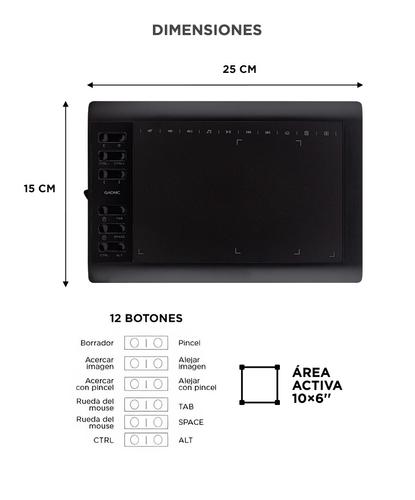Tableta Gráfica Gadnic TBG123 10 x 6 Con 8192 Niveles De Presión Y 22 Accesos Directos - 5