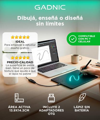 Tableta Gráfica Gadnic con Lápiz Óptico - 1