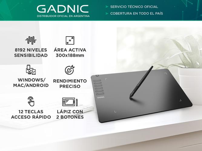 Tableta de Dibujo Gráfico Gadnic 8192 Niveles de Presión - 1