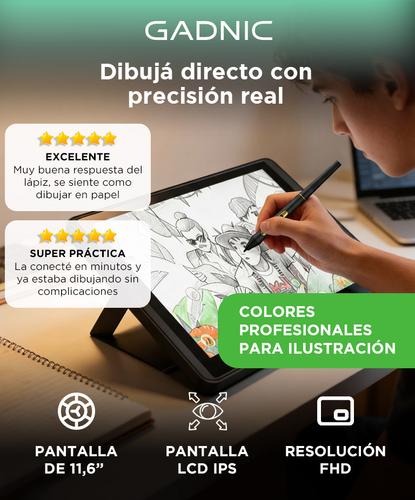 Tableta Gráfica Digitalizadora Gadnic con Pantalla 116 IPS Uso Profesional Guante de Dibujo y Soporte Incluido - 1