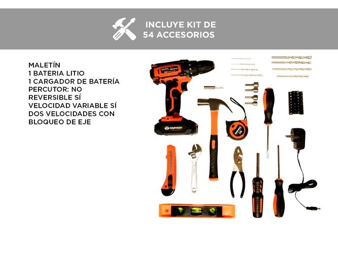 Taladro Atornillador Inalambrico Daewoo 18v Litio +accesorio DACD1800V2 - 4