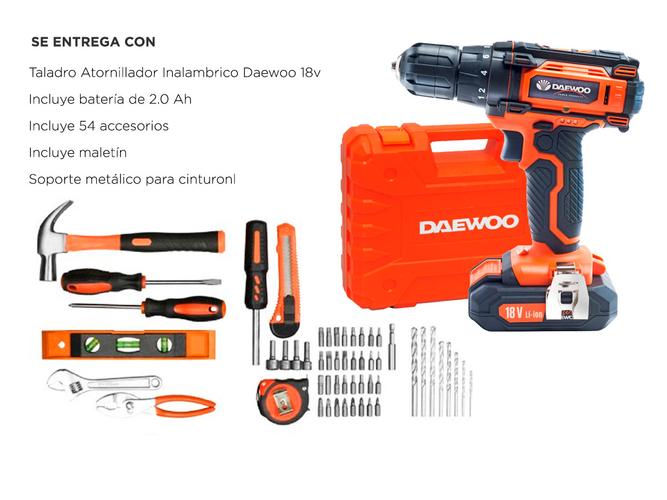 Taladro Atornillador Inalambrico Daewoo 18v Litio +accesorio DACD1800V2 - 5