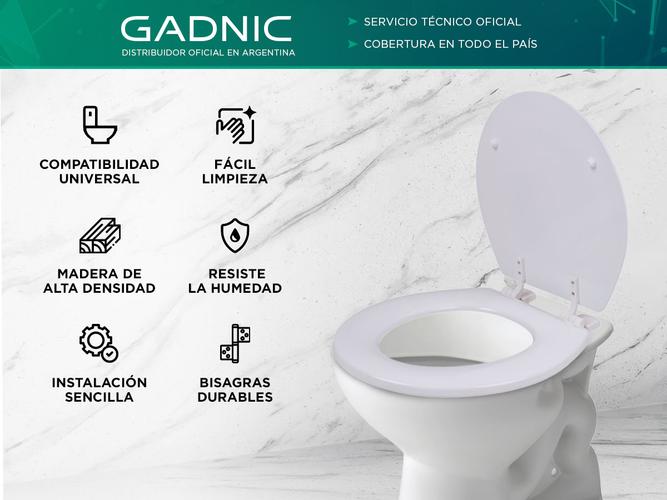 Asiento Tapa de Inodoro Gadnic Madera Blanca + Bisagras - 1