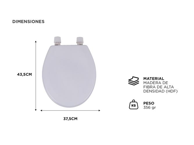 Asiento Tapa de Inodoro Gadnic Madera Blanca + Bisagras - 3