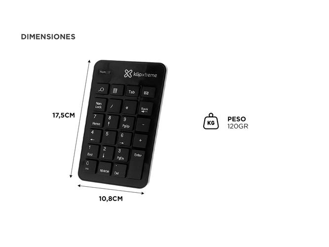 Teclado Numérico KlipXtreme Zypher Inalámbrico KNP-110 - 4