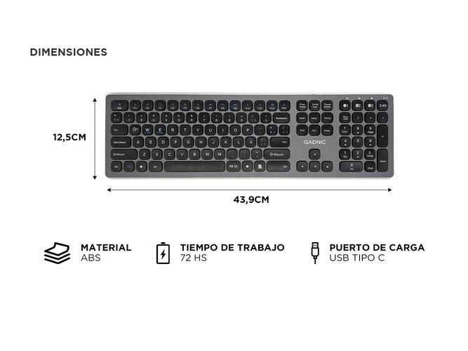 Teclado Inalámbrico Gadnic Universal Recargable - 4