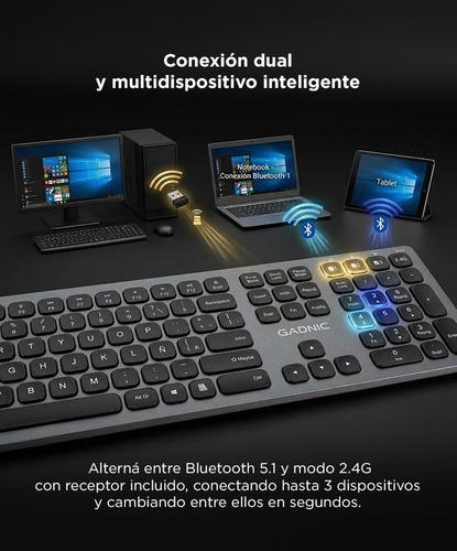 Teclado Inalámbrico Gadnic Universal Recargable - 2