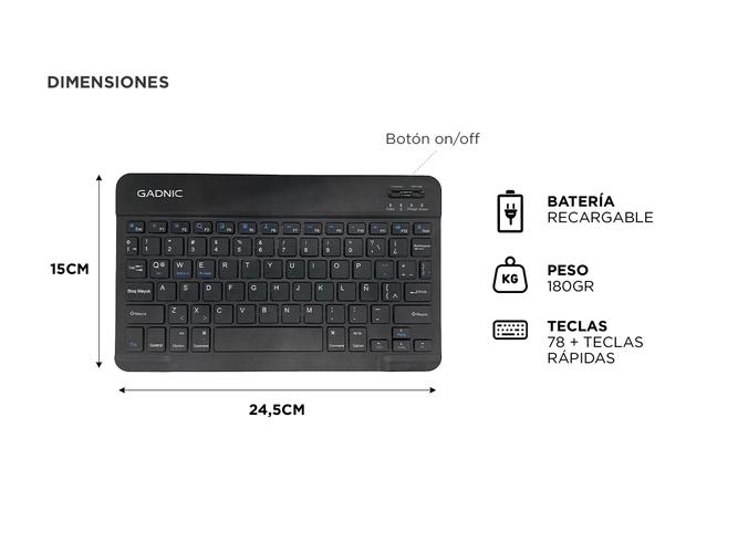 Teclado Inalámbrico Gadnic Mini Universal Recargable - 4