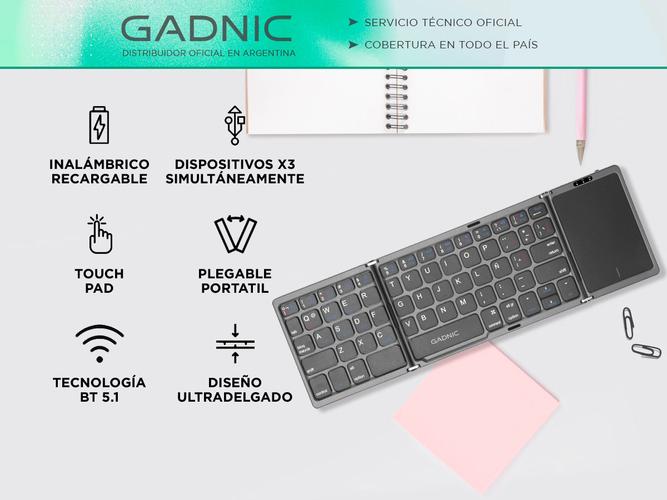 Teclado Inalámbrico Gadnic Plegable con Touchpad Compatibilidad Universal - 1