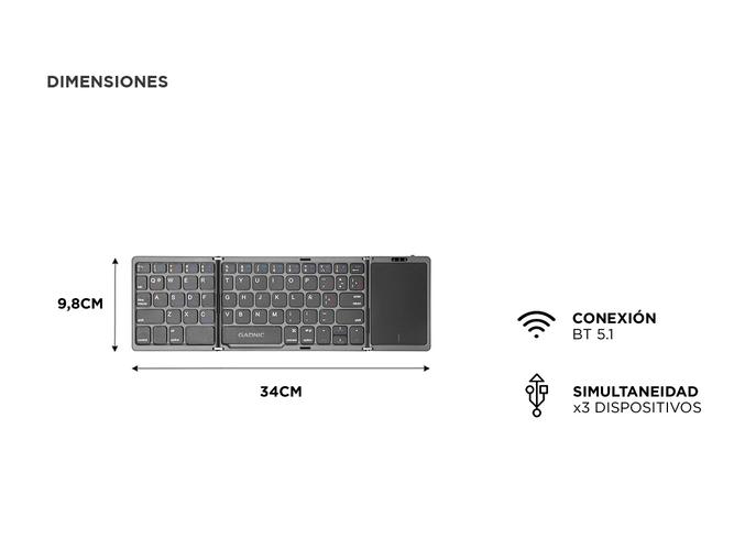 Teclado Inalámbrico Gadnic Plegable con Touchpad Compatibilidad Universal - 4