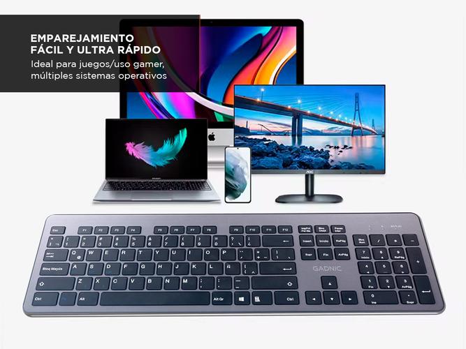 Teclado Inalámbrico Gadnic Bluetooth  USB 24G 104 Teclas Compatible con Windows iOS Android - 4