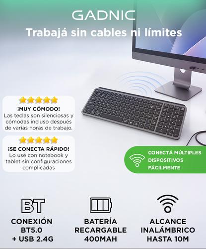 Teclado Inalámbrico Gadnic BT Dual Mode USB Recargable  24G - 1