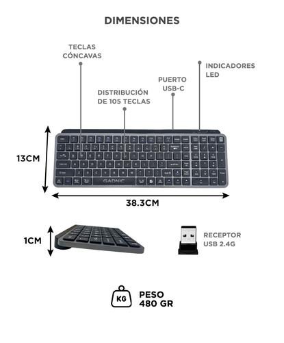 Teclado Inalámbrico Gadnic BT Dual Mode USB Recargable  24G - 5
