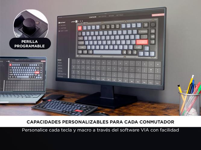 Teclado Mecánico Keychron V1 MAX Inalámbrico 75% Switch Rojo Retroiluminado RGB - 3
