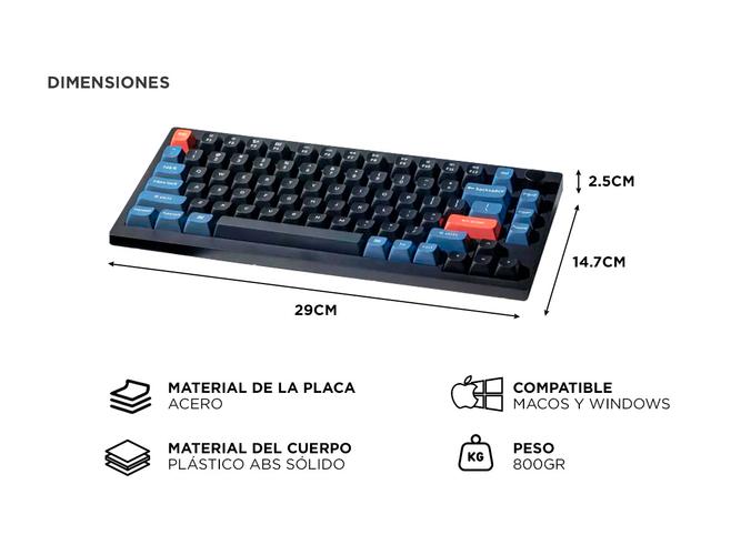 Teclado Mecánico Keychron V1 MAX Inalámbrico 75% Switch Rojo Retroiluminado RGB - 4