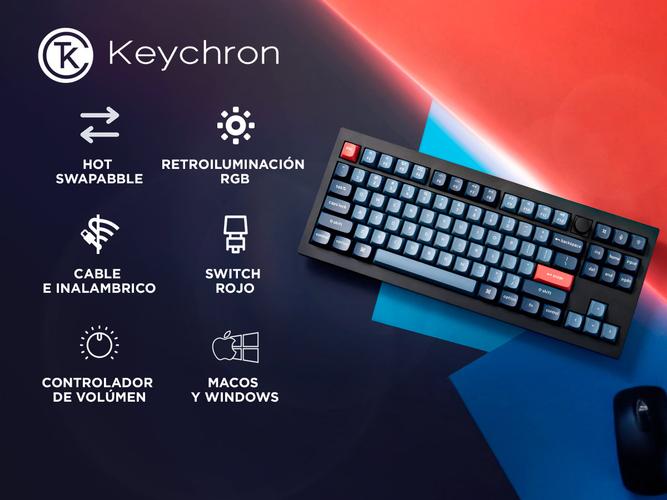 Teclado Mecánico Keychron V3 MAX Inalámbrico 80% Switch Rojo Retroiluminado RGB - 1