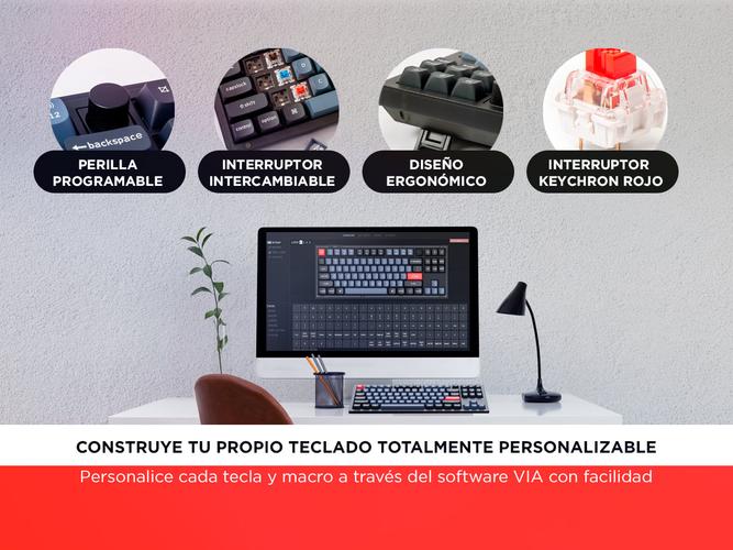 Teclado Mecánico Keychron V3 MAX Inalámbrico 80% Switch Rojo Retroiluminado RGB - 3
