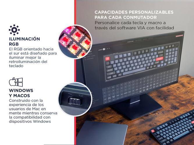Teclado Mecánico Keychron V5 MAX Inalámbrico 96% Switch Rojo Retroiluminado RGB - 3