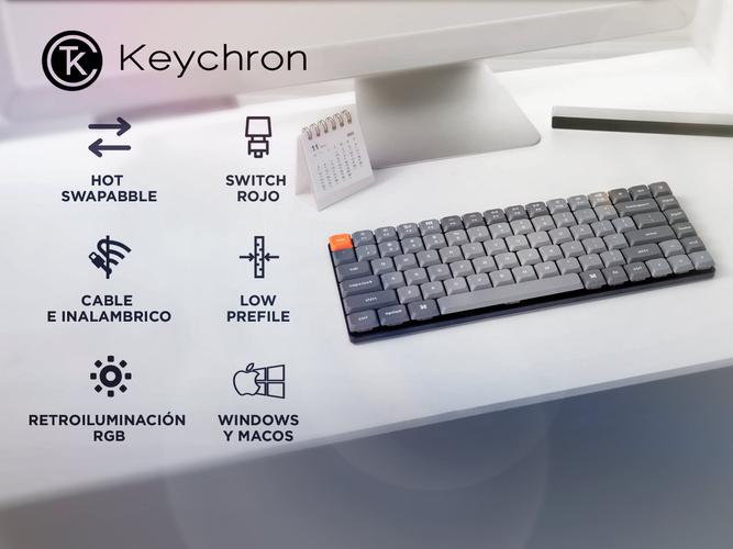 Teclado Mecánico Keychron K7 MAX Inalámbrico 65% Switch Rojo Retroiluminado RGB Hot Swap - 1